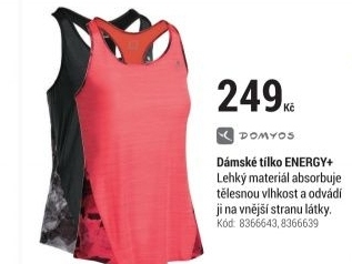 DÁMSKÉ ŠIROKÉ TÍLKO ENERGY+ NA FITNESS S POTISKEM ČERNÉ