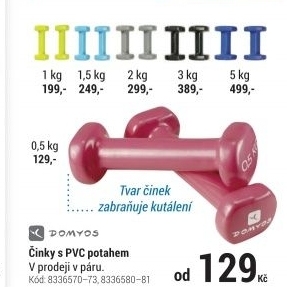 ČINKY S PVC POTAHEM NA FITNESS A PILATES 2 × 0,5 KG