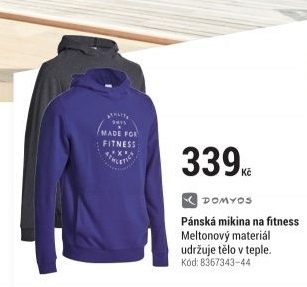 PÁNSKÁ MIKINA NA FITNESS S KAPUCÍ A POTISKEM TMAVĚ ŠEDÁ