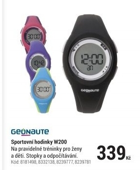 DÁMSKÉ/DĚTSKÉ SPORTOVNÍ HODINKY W200 S ČERNÉ