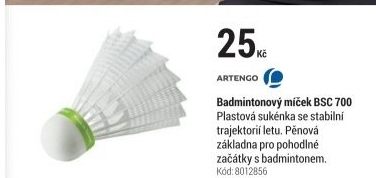 BADMINTONOVÉ MÍČKY BSC700 BÍLÉ 1 KUS