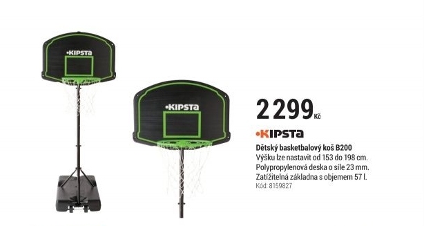 DĚTSKÝ BASKETBALOVÝ KOŠ B200 ČERNO-ZELENÝ