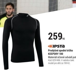 PRODYŠNÉ SPODNÍ TRIČKO KEEPDRY 100 S DLOUHÝM RUKÁVEM ČERNÉ