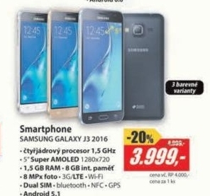 SM J320 Galaxy J3 2016 DS Black