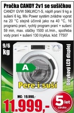 Pračka Candy GVW 596LWC