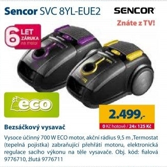 Sáčkový vysavač Sencor SVC8YL-EUE2