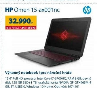 Notebook HP Omen 15-ax001nc