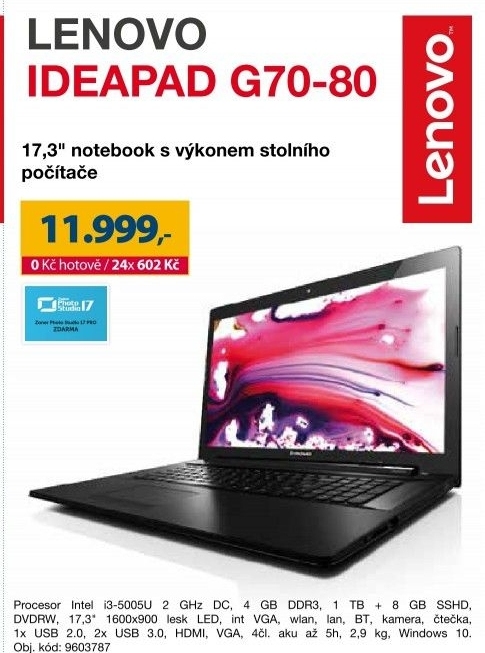 Notebook Lenovo IdeaPad G70-80