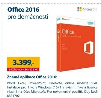 Microsoft Office 2016 pro domácnosti