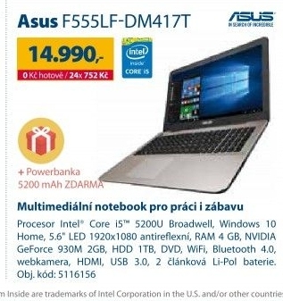 Notebook Asus F555LF-DM417T