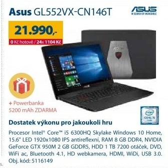 Notebook Asus GL552VX-CN146T