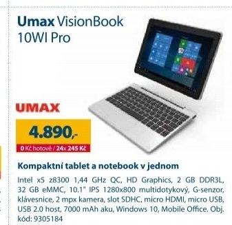 Notebook 2v1 VisionBook 10Wi Pro Umax