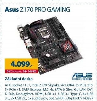 Základní deska Asus Z170 Pro Gaming