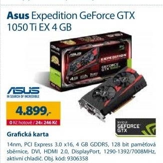 Grafická karta Asus GeForce GTX 1050 Ti Expedition EX-GTX1050TI 4G