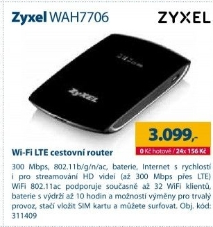 Wi-Fi LTE cestovní router ZYXEL WAH7706