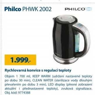 Rychlovarná konvice Philco PHWK 2002