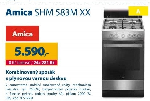 Plynový sporák Amica SHM 583M XX