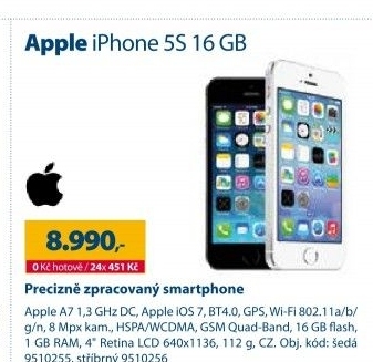 Mobilní telefon Apple iPhone 5S