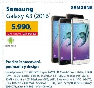 Mobilní telefon Samsung Galaxy A3