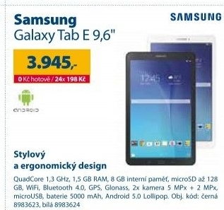 Tablet Samsung Galaxy Tab E 9.6