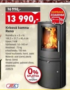 Krbová kamna Reno Panorama ABX