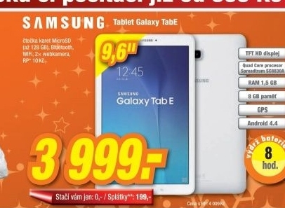 SAMSUNG GalaxyTabE SM-T560 white/Android