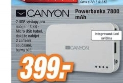 CANYON PWB 7800mAh, bílá, CNECPB78W