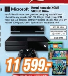 XONE 500GB Kin+K.Sports+Tycoon+JD 2017