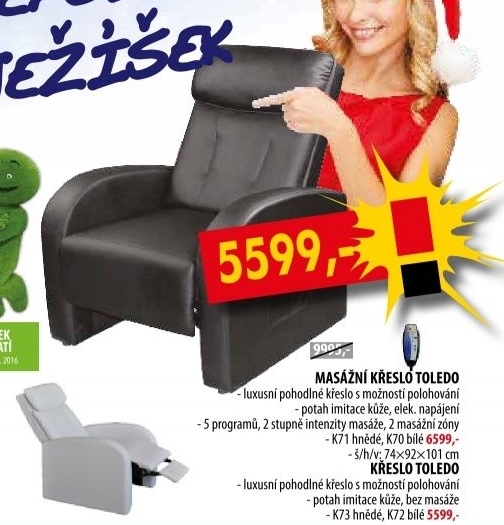 Masážní křeslo TOLEDO hnědé K71