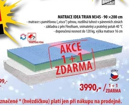 Matrace s potahem IDEA TRIAN 90 x 200 - Akce 1+1 ZDARMA