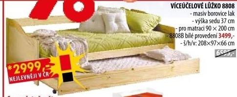 Jednolůžko s přistýlkou LAURA 8808 lakované