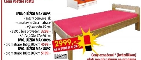Jednolůžko MAX 2 - 90 x 200 cm lak