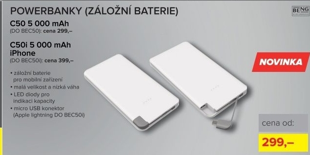 Powerbanka C50, kapacita 5000 mAh