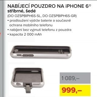 Nabíjecí pouzdro na iPhone 6®, stříbrné
