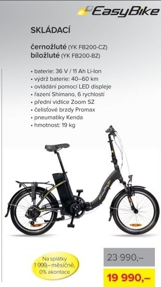 Elektrokolo EASYBIKE Fold - bílo-žluté