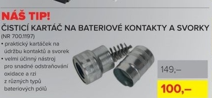 Čistící kartáč na bateriové kontakty a svorky