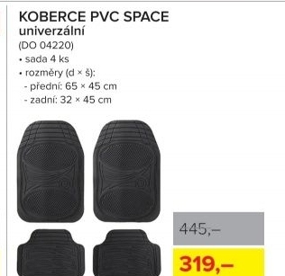 Gumové koberce PVC SPACE, sada 4ks