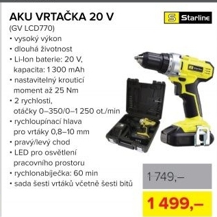 AKU vrtačka Starline 20 V
