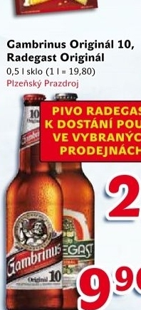 Pivo světlé výčepní Originál 10° Gambrinus