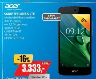 Liquid ZEST SS LTE 16/2GB Black ACER