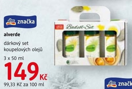 Dárková kazeta olejů do koupele Alverde