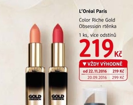 Rtěnka Color Riche Gold Obsession L’Oréal