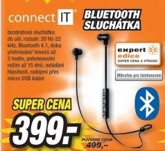 CONNECT IT CI-1068 Bluetooth sluch.černá