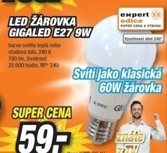 GIGALED E27 9W tep.bílá GL-E27-9-780W