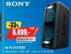 GTK XB7BHiFi systém G-TankSONY