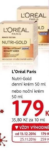 Krém pleťový výživný Nutri Gold L'oreal