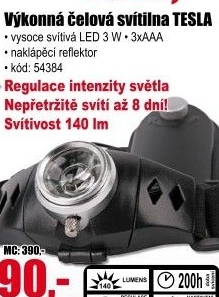 Svítilna čelová Tesla