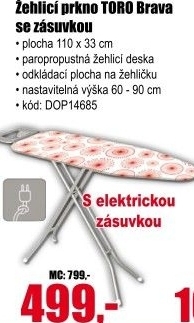 Žehlicí prkno se zásuvkou Brava Toro