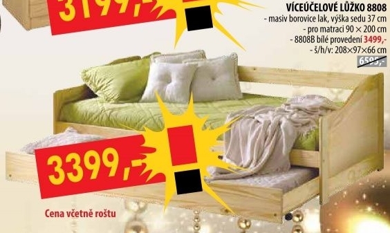 Jednolůžko s přistýlkou LAURA 8808 lakované