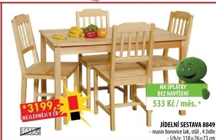 Stůl + 4 židle 8849 lak